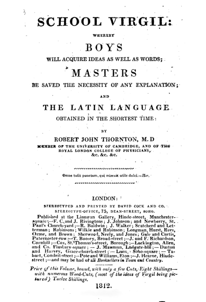 Title page of Thornton's School Virgil.